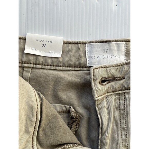 NEW CASLON Nordstrom Wide Leg High Waist Crop Chino Pant Trouser Size 28 Tan - Picture 5 of 10